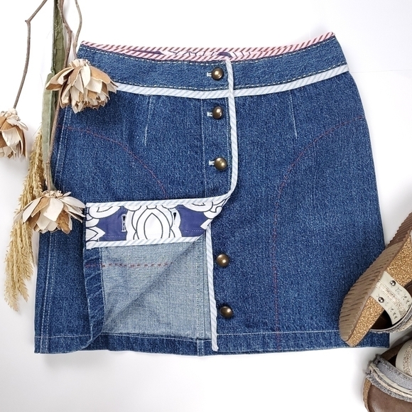 New Etcetera Blue Jean Denim Candy Cane Button Front Size 8 - Picture 7 of 13
